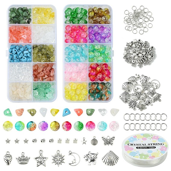 DIY-Armband-Sets mit Acrylperlen und Legierungsanhängern in gemischten Formen