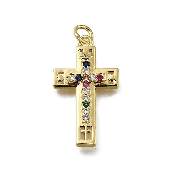 Латунные микропаве прозрачные подвески с фианитом, крест прелести, долговечный, стойки покрытие, без свинца и без кадмия, с целью перехода в кольце