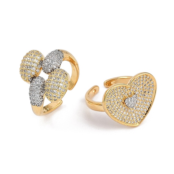 Латунные микро проложить манжеты кольца кубического циркония, широкие кольца для женщин, реальный 18 k позолоченный