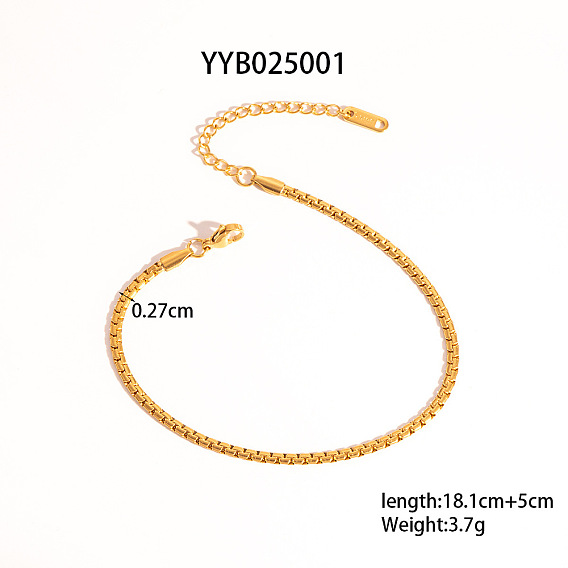 304 Браслеты из нержавеющей стали с цепочкой-коробкой для унисекс, реальный 18 k позолоченный