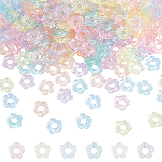 Прозрачные акриловые бусины, блеск порошок, цветок