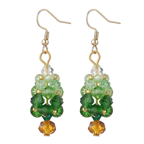 Серьги-подвески из нержавеющей стали и стекла, Рождественские елки, золотые