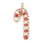 Pendentifs de Noël en fil de cuivre et perles de verre, charme de canne en bonbon, facette