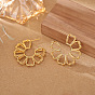 Brass Stud Earrings for Women, Flower, Half Hoop Earrings
