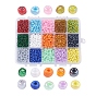 1 Box 15 Color 6/0 Glass Seed Beads, 4mm, Hole: 1mm, about 390pcs/compartment, 5850pcs/box