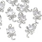 SHEGRACE Brass Cubic Zirconia Pendants, Cat Shape Charms, Cadmium Free & Lead Free & Nickel Free