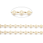 Brass Handmade Beaded Chains,  Link Chain, Long-Lasting Plated, Soldered, with Spool, Textured Four Leaf Clover