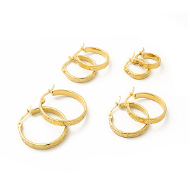 201 Stainless Steel Grooved Spiral Hoop Earrings with 304 Stainless Steel Pins for Women