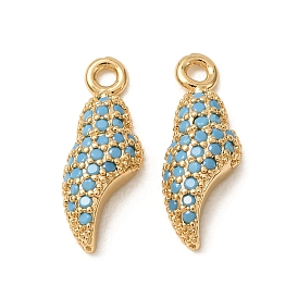 Ocean Synthetic Turquoise Pendants, Brass Conch Shell Shape Charms, Nickel Free