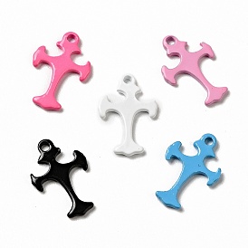 Spray Painted 201 Stainless Steel Charms, Cross