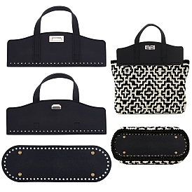 1Овальное дно из искусственной кожи и 1ручки для сумки из поликарбоната, связанные крючком, для вязания сумки, женские сумки ручной работы поделки аксессуары