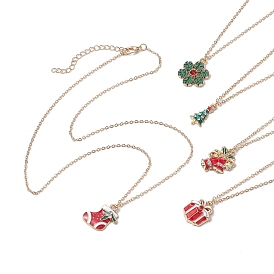 5 шт. 5 стили железные цепочки ожерелья, ожерелья с подвесками из легированной эмали