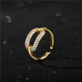 Geometric Gold Plated Ring with Micro Pave CZ Stones for Women's Fashion Statement