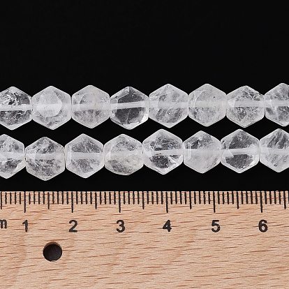 Natural Quartz Crystal Beads Strands, Faceted Hexagonal Cut, Rock Crystal Hexagon Beads