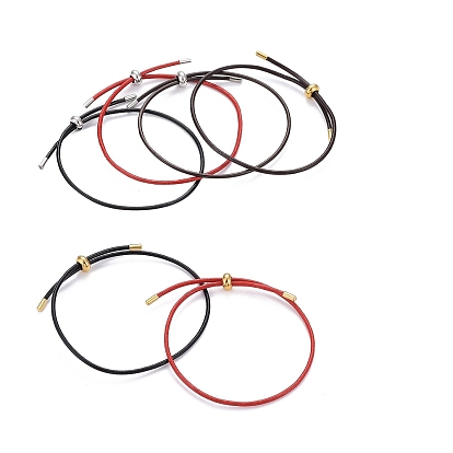 Регулируемые браслеты-слайдеры из искусственной кожи, с 304 ползунками из нержавеющей стали и концом шнура