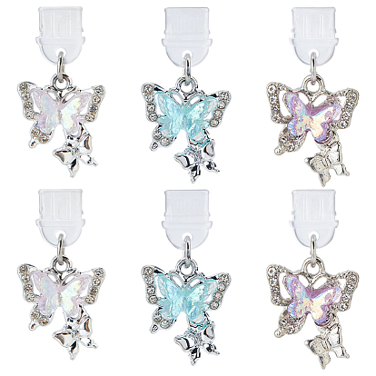 6шт 3 цвета пластиковые мобильные пылезащитные заглушки, бабочка, с подвесками сплава cmолы