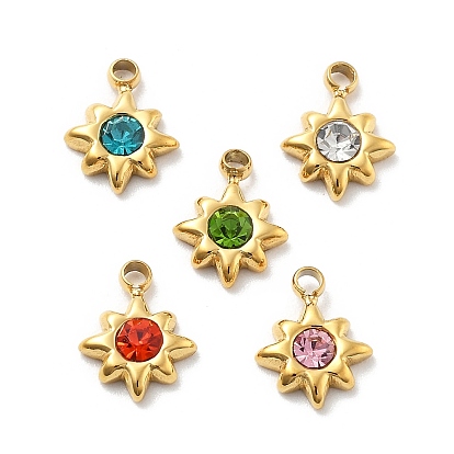 Звезда 304 подвески из нержавеющей стали со стразами, ионное покрытие (ip), реальный 14 k позолоченный