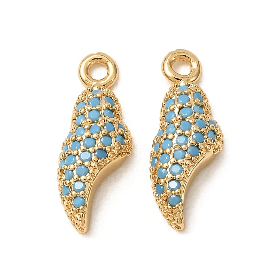 Pendentifs en turquoise synthétique océan, Breloques en laiton en forme de coquillage, sans nickel