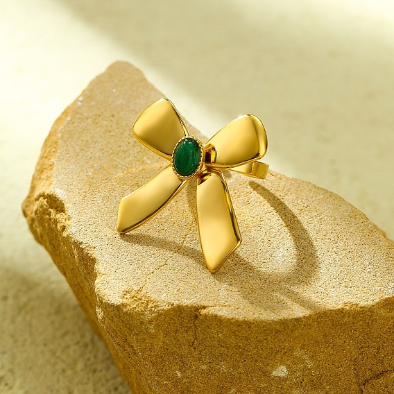 304 открытые манжеты из нержавеющей стали для женщин, с кубического циркония, бантом