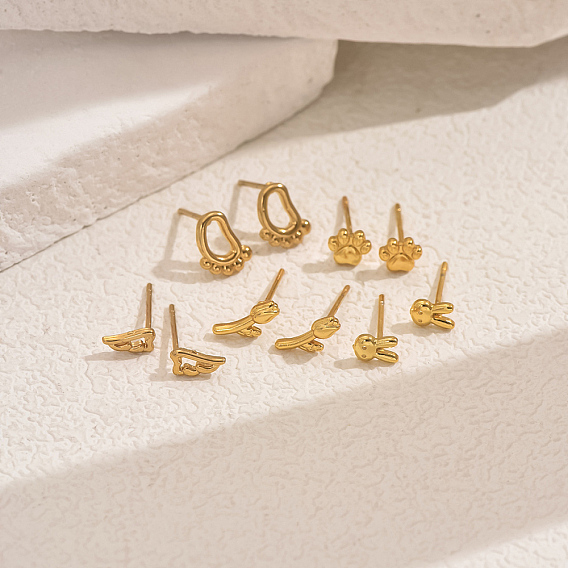 Серьги шпилька нержавеющая сталь, золотые