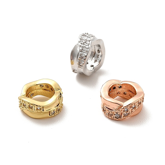 Реечное покрытие латунь микро паве кубический цирконий европейские бусины, бусины с большим отверстием, долговечный, без свинца и без кадмия