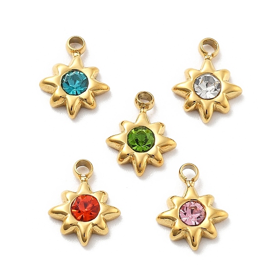 Звезда 304 подвески из нержавеющей стали со стразами, ионное покрытие (ip), реальный 14 k позолоченный