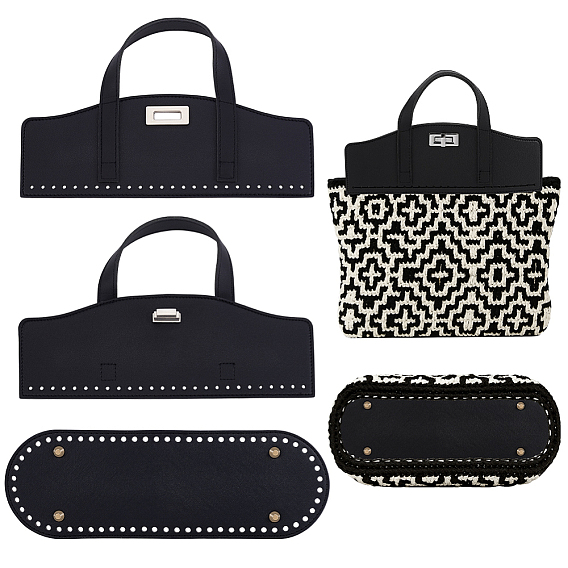 1Овальное дно из искусственной кожи и 1ручки для сумки из поликарбоната, связанные крючком, для вязания сумки, женские сумки ручной работы поделки аксессуары