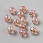 Printed Transparent Acrylic Beads, Round with Strawberry
