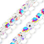 Electroplate Rondelle Glass Beads Strands, AB Color Plated, Faceted
