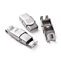 201 Stainless Steel Watch Band Clasps, with Three or Four Sawtooth, Rectangle