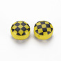Opaque Acrylic Beads, Flat Round with Grid