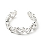 304 Stainless Steel Heart Wrap Open Cuff Ring, Hollow Ring for Women
