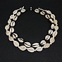 Natural Shell Braided Bead Necklaces, with Waxed Cords