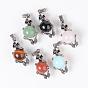 Gemstone Pendants, with Alloy Findings, Skull, 41x19x17mm, Hole: 4x6mm