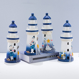 Mediterranean-style lighthouse ornaments wooden table decorations ocean wind small wooden tower ring to create props model decoration