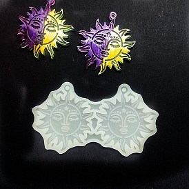 Sun with Face DIY Pendant Silicone Molds, Resin Casting Molds, for UV Resin & Epoxy Resin Jewelry Making