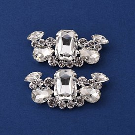Bridal Wedding Shoe Clip, Crystal Rhinestone Shoe Buckles Clips, Detachable High-heeled Shoes Decoration Charm, with Alloy Finding