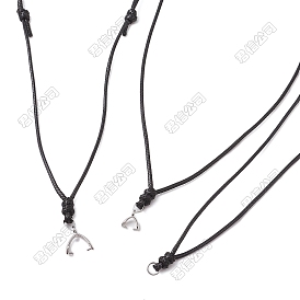 30 piezas 3 estilos de cordones de poliéster encerado ajustables para hacer collares colgantes, con fornituras de latón de platino