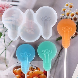 DIY Light Bulb Lollipop Making Food Grade Silicone Molds, Candy Molds, for Edible Cake Topper Making, Bear, 3 Cavities