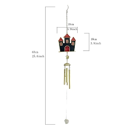 Halloween Castle Alloy & Iron & Eanmel Wind Chime, for Garden Outdoor Hanging Decoration