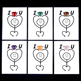 Украшения в виде сердец из натуральных и синтетических драгоценных камней, с бумажными карточками, фигурка для украшения дома, энергетический камень рейки для исцеления