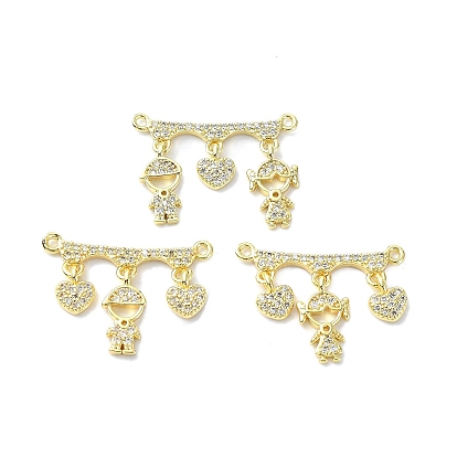 Rack Plating Brass Micro Pave Clear Cubic Zirconia Pendants, Long-Lasting Plated, Lead Free & Cadmium Free