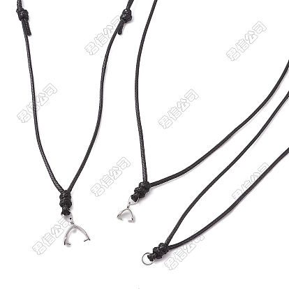 30 piezas 3 estilos de cordones de poliéster encerado ajustables para hacer collares colgantes, con fornituras de latón de platino