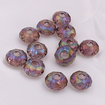 Transparent Acrylic European Beads, Large Hole Beads, Rondelle