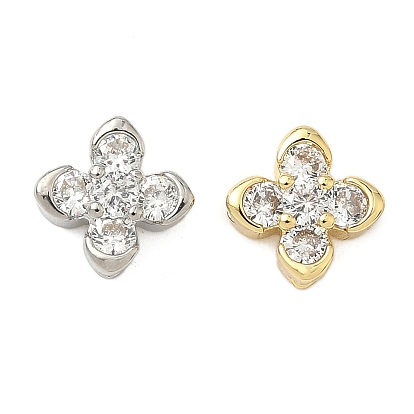 Латунные микро проложить кубического циркония бусы, цветок, долговечный, без кадмия и без свинца, стойки покрытие