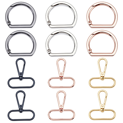 Наборы для самостоятельного изготовления, в том числе 6шт. 3 цвета D-образные кольца для пружинных затворов из сплава, 6 шт 3 цвета поворотные застежки из сплава