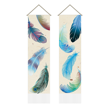 Декоративные настенные гобелены из полиэстера, для украшения дома, с деревянным бруском, веревка, прямоугольные