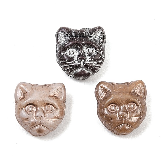 Чешские прессованные стеклянные бусины, кошка