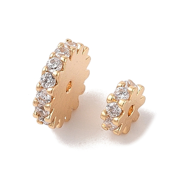 Латунные микропаве из прозрачного кубического циркония, плоско-круглые