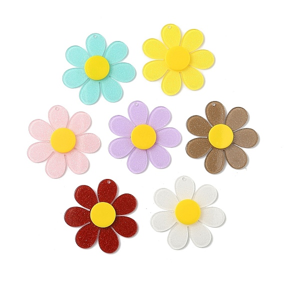 Акриловые большие подвески, с блестка, 